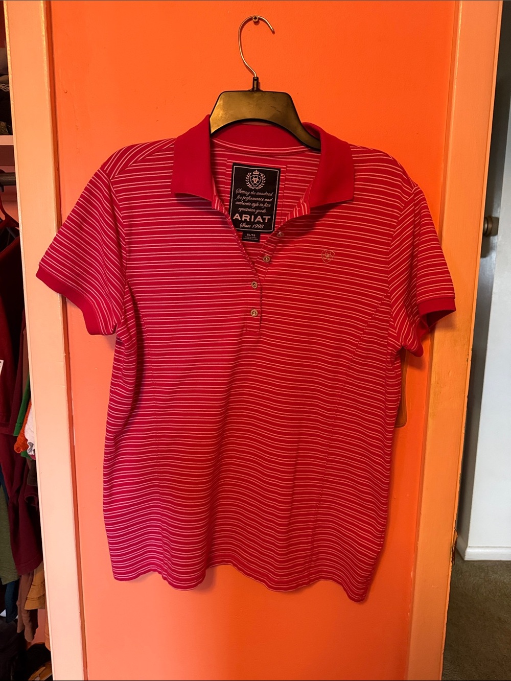 Ariat Pink Striped Polo Top